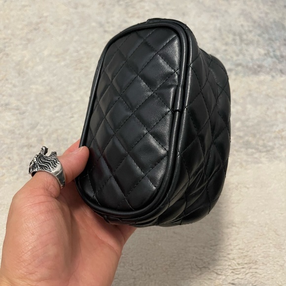 Brand New Faux Leather Quilted Coin Case/Make -Up Case In Black 6” X 4” X 2.5” - Picture 7 of 9